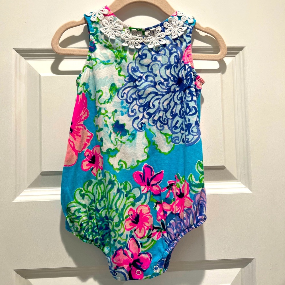 Lilly Pulitzer infant/baby bodysuit; Multicolored May print; Size 6-12 months